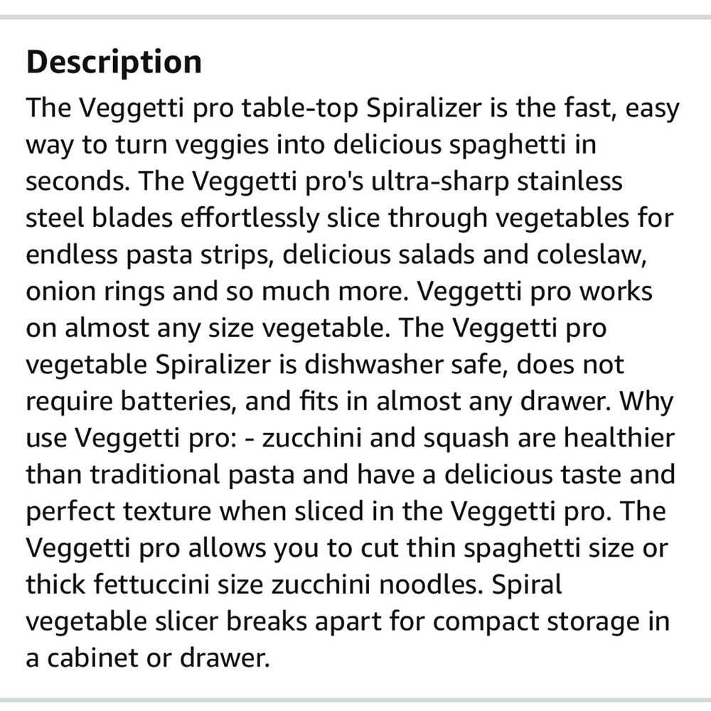 Veggetti Pro table top spiral vegetable cutter. - Picture 5 of 6